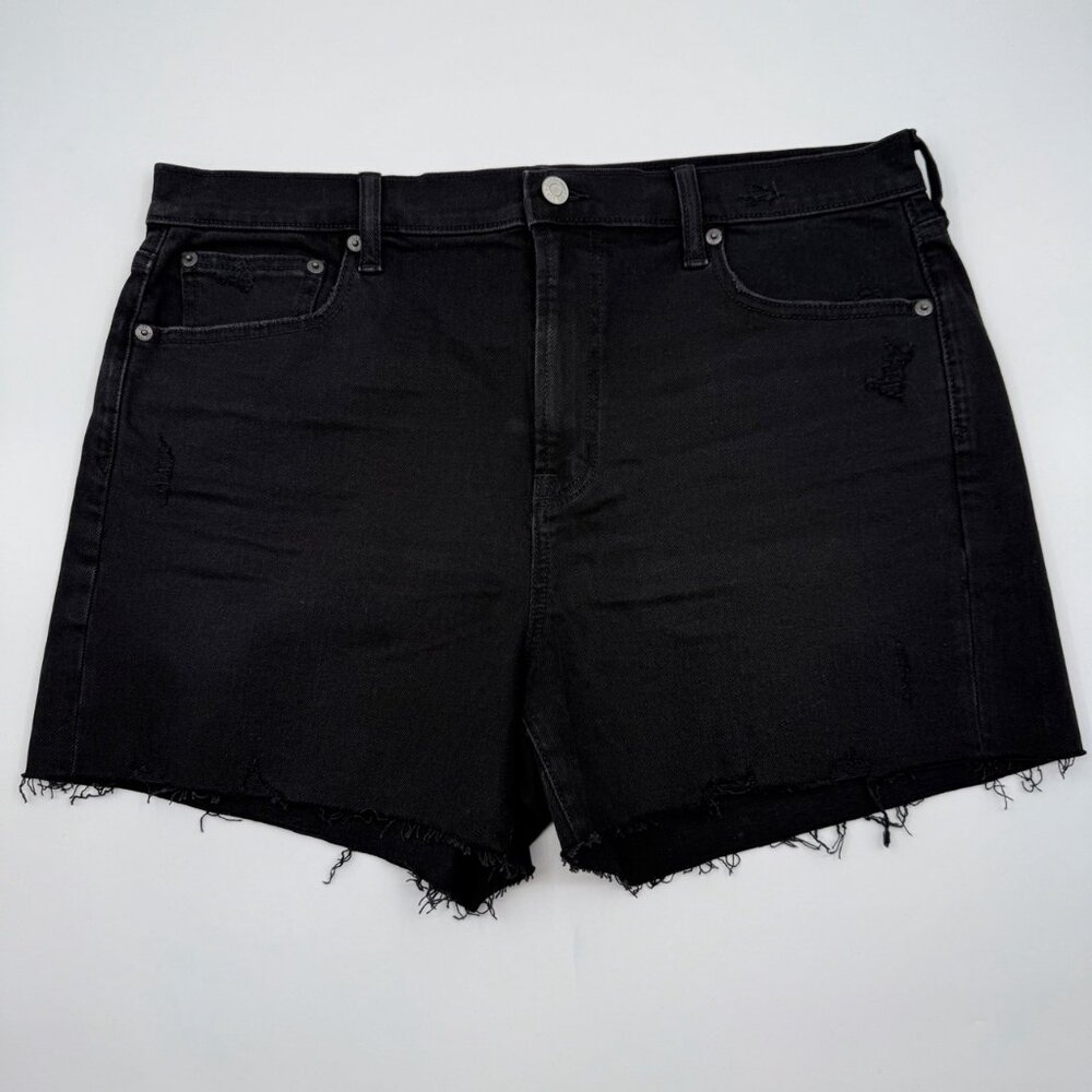 GAP Women’s 32 14R High Rise Denim Shorts 4" Inseam Washed Black Casual Summer